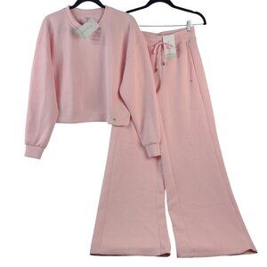 NWT Altar'd State Soft Pink Cropped Sweatshirt & Wide Leg Lounge Set Sz S